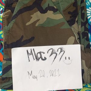 Army Style Adjustable Camo Denim Pants - Size 32